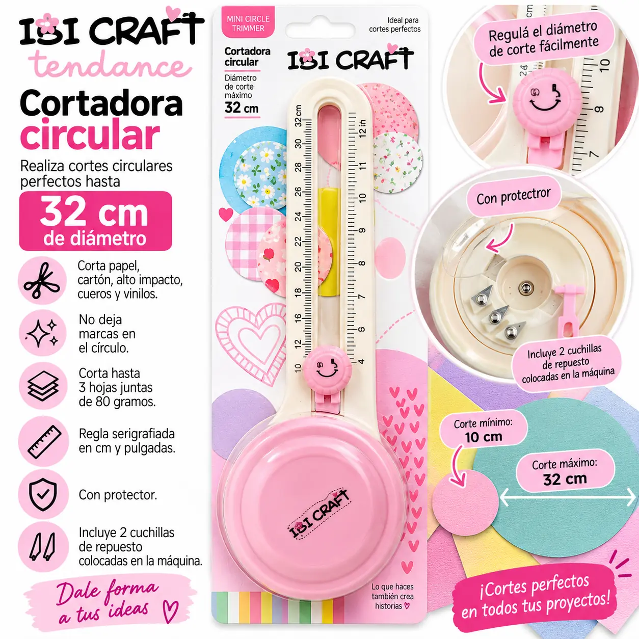 Cortante Circular para Manualidades 80-320mm (32 cm) IBI CRAFT + 2 Repuestos
