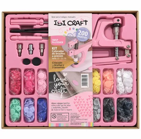 KIT COLOCADOR DE SNAP - IBI CRAFT - Pinza colocador + 200 Broches + 3 Accesorios