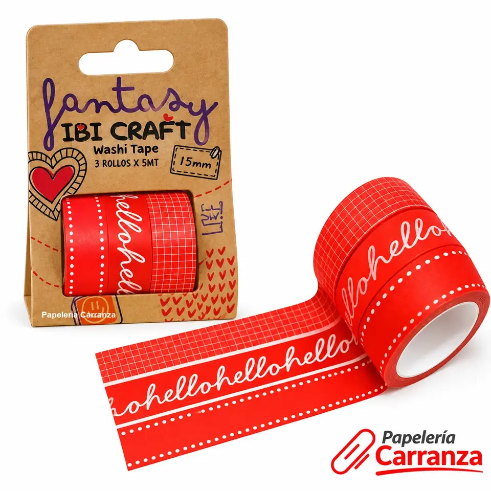 CINTA Ibi Craft " RED X 3 UNIDADES " 5 MTS WASHI TAPE DECORATIVA
