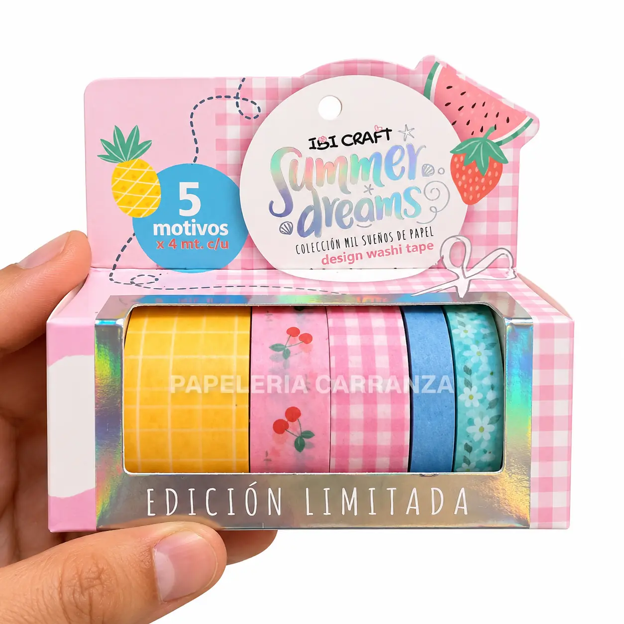 CINTA Ibi Craft " SUMMER DREAMS X 5 UNIDADES " 4 MTS WASHI TAPE DECORATIVA