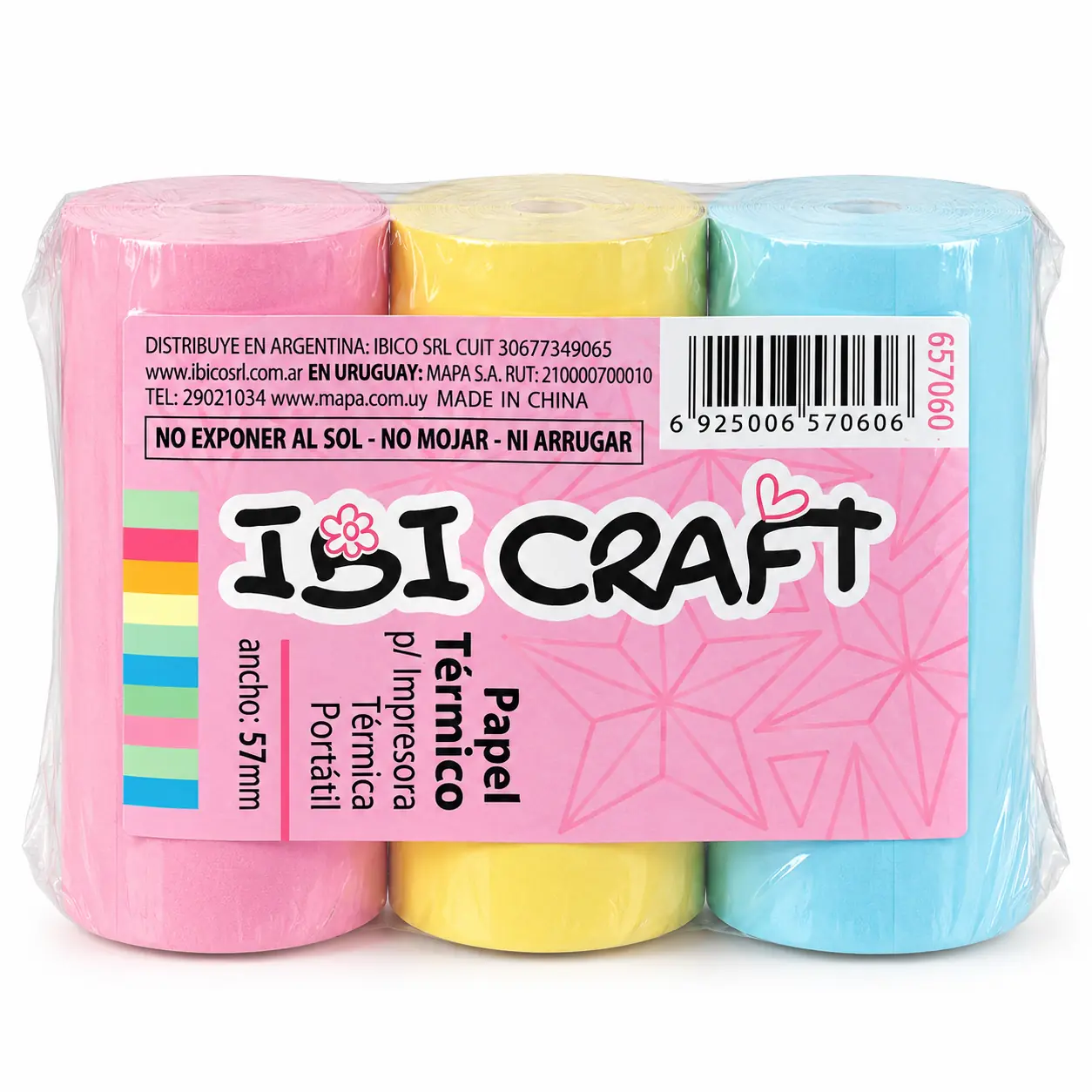 ROLLOS TERMICOS * Colores X3 UNIDADES IBI CRAFT* MINI IMPRESORA 57MM TERMICA