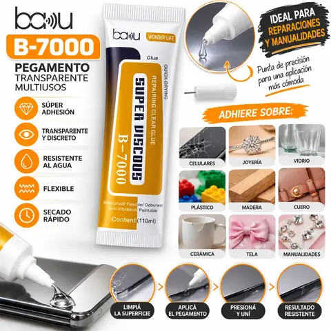 Pegamento B-7000 Transparente 110Ml Multi Uso Reparaciones Manualidades
