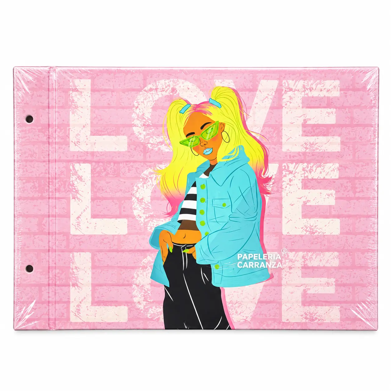 Tapa de Carpeta de dibujo N5 " Love Rosa Pastel  "