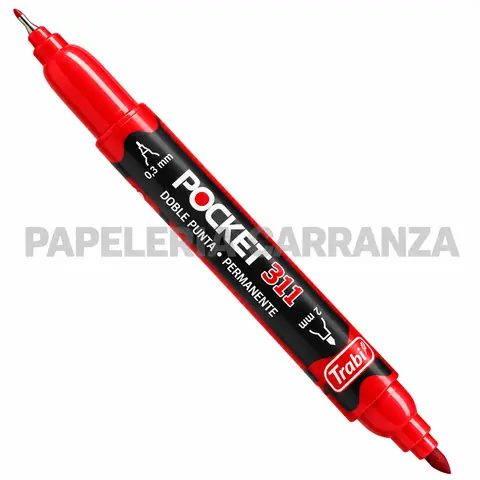 MARCADORES INDELEBLE ROJO 311 TRABI 2 PUNTAS (FINO 2MM Y ULTRAFINO 0.3MM)