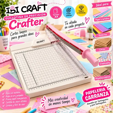 Guillotina Cizalla - Palanca A4 30 x 30 Ibi Craft Rosa - Auto-Afilante Metal de corte (A4 - A5, etc) Modelo CRAFTER scrapbook candy bar