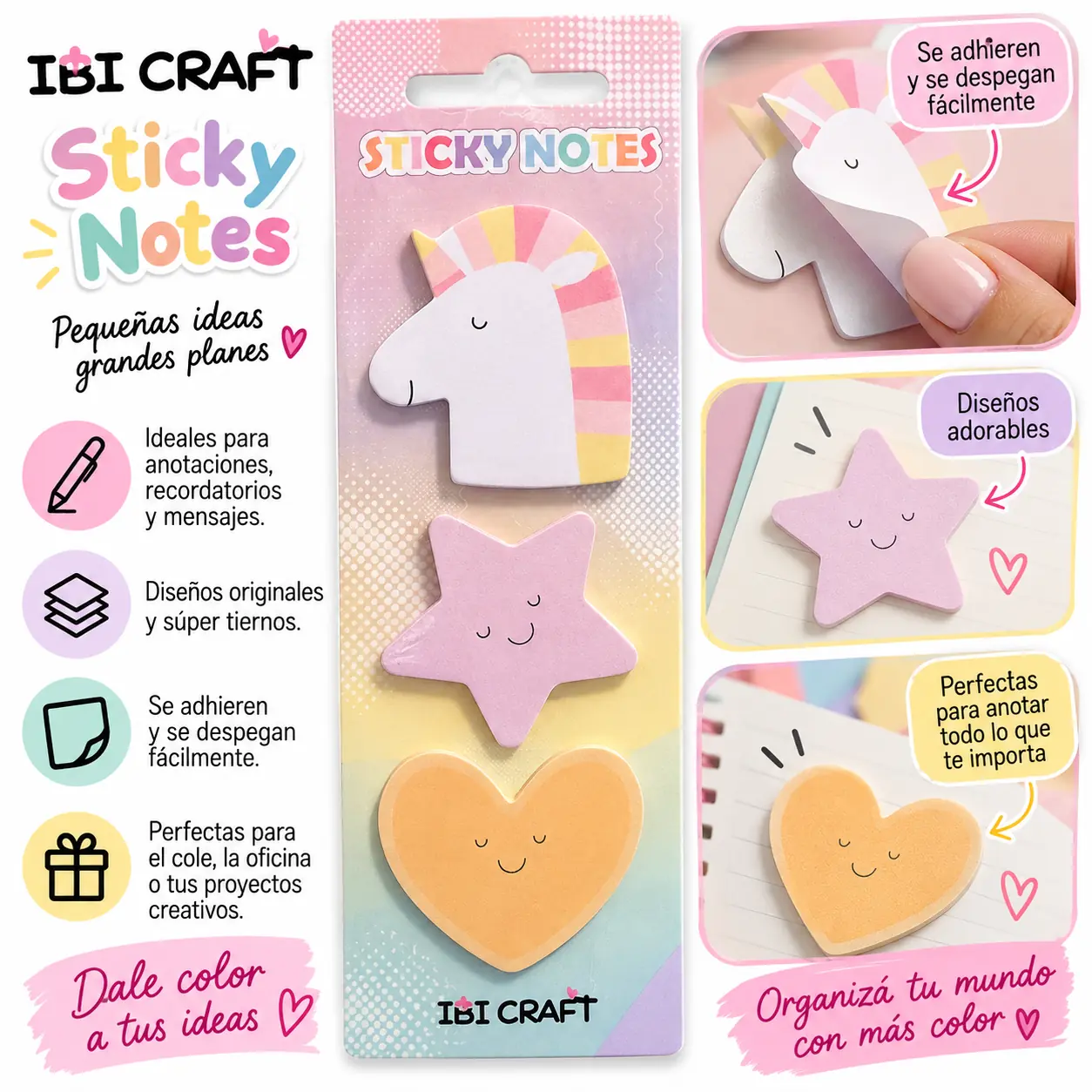 Notitas Adhesivas IBI " Unicornios x 3  " Sticky notes