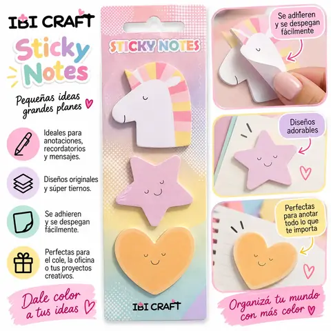 Notitas Adhesivas IBI " Unicornios x 3  " Sticky notes