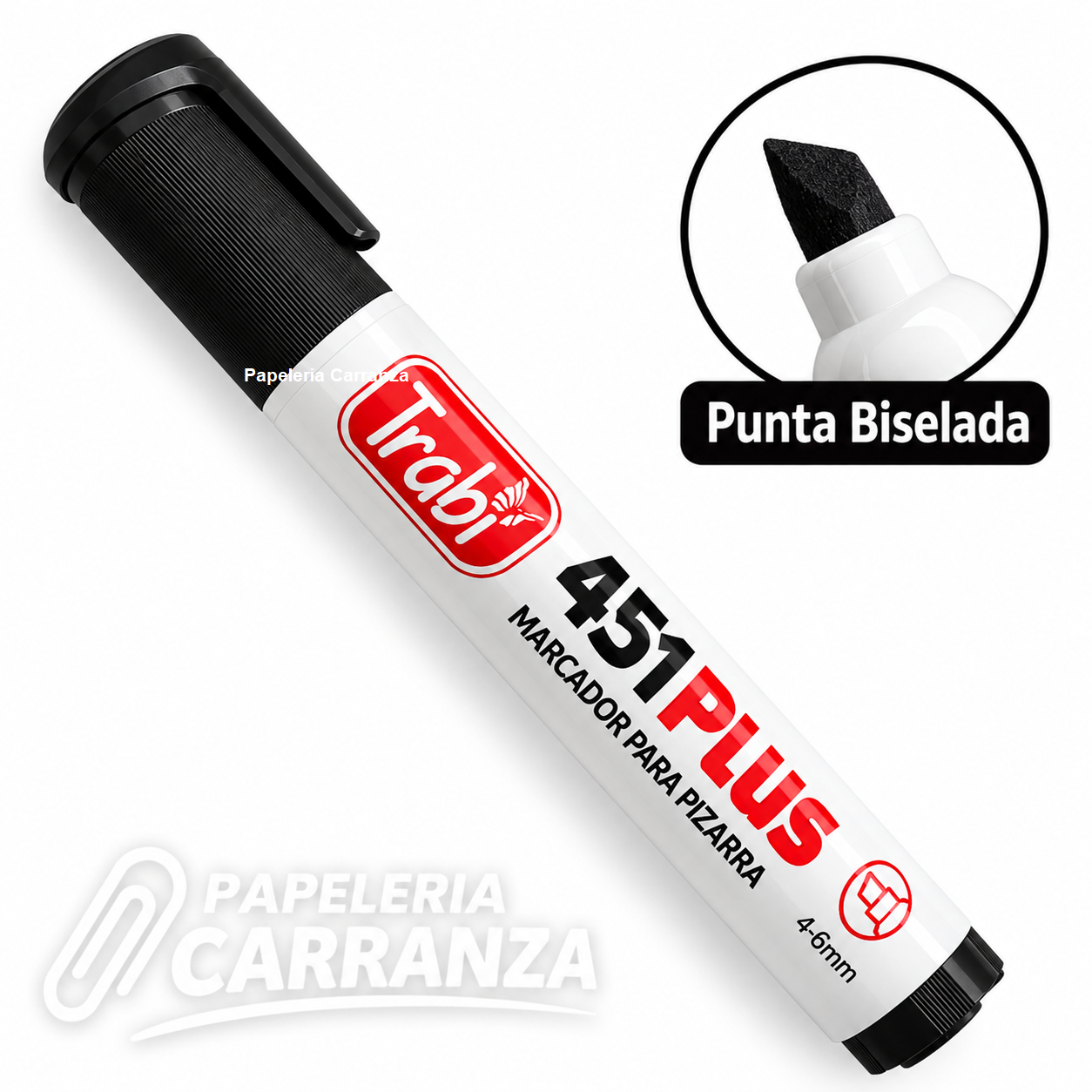 Marcador para Pizarra ** Negro Punta Biselada 451 **  RECARGABLE Trabi
