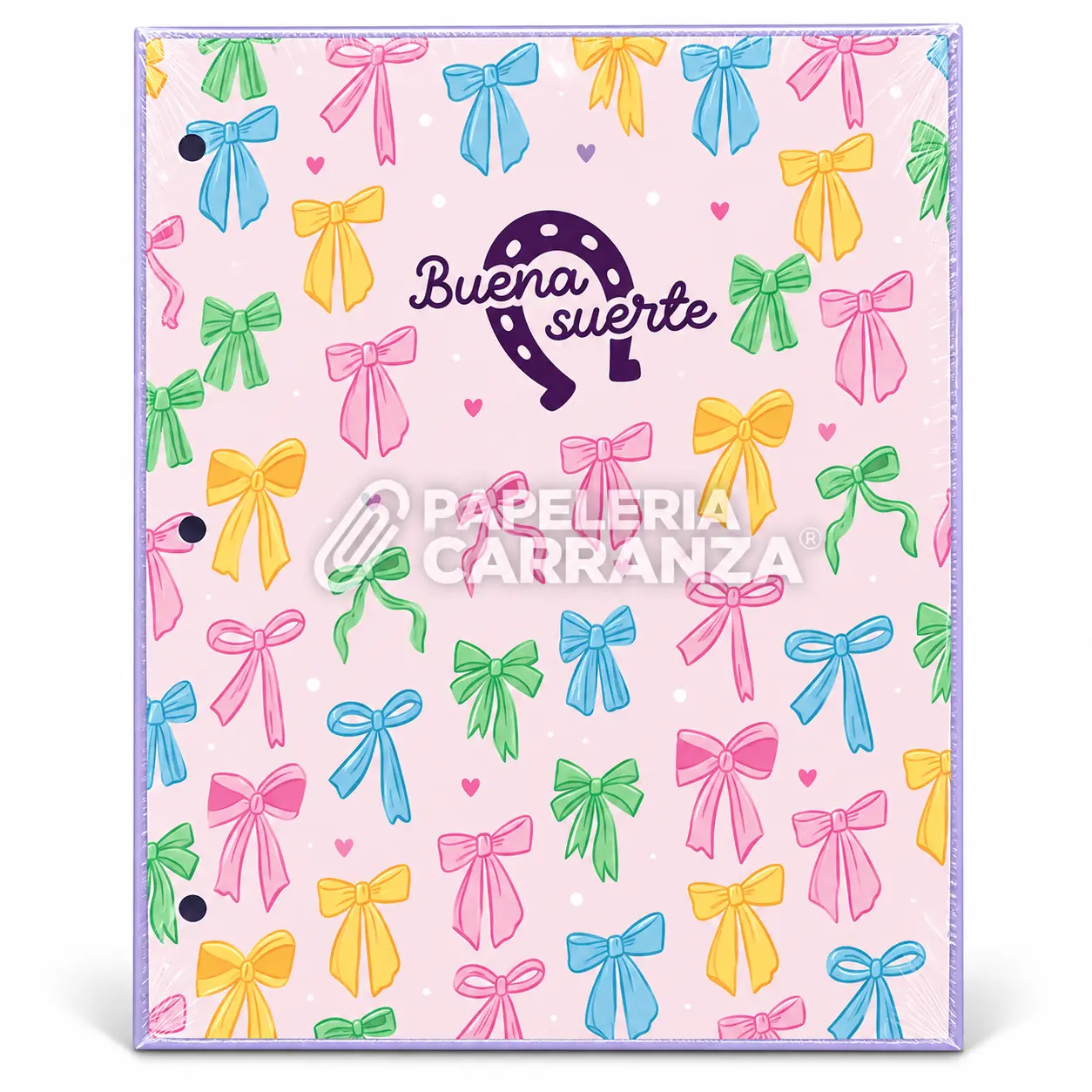 Tapa de Carpeta Escolar N3 " Buena Suerte (Moñitos) " LOBO