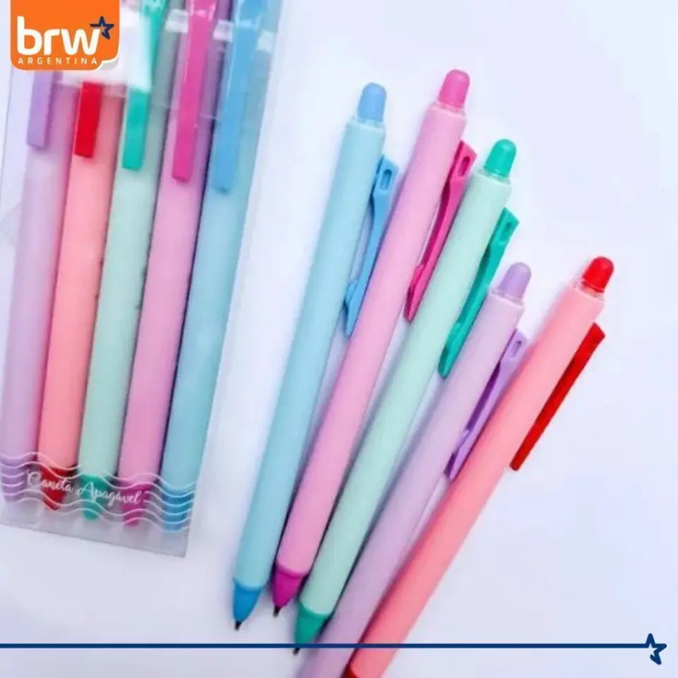LAPICERAS BORRABLES " COLORES x 5 " BRW RETRACTIL TINTA DE COLOR GEL