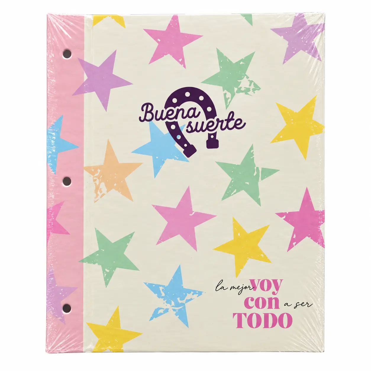 Tapa de Carpeta Escolar N3 " BUENA SUERTE " LOBO