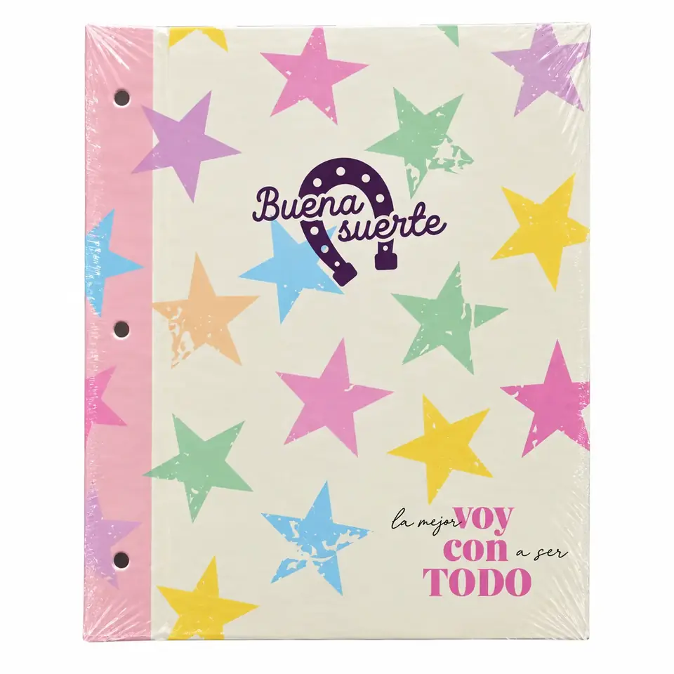 Tapa de Carpeta Escolar N3 " BUENA SUERTE " LOBO