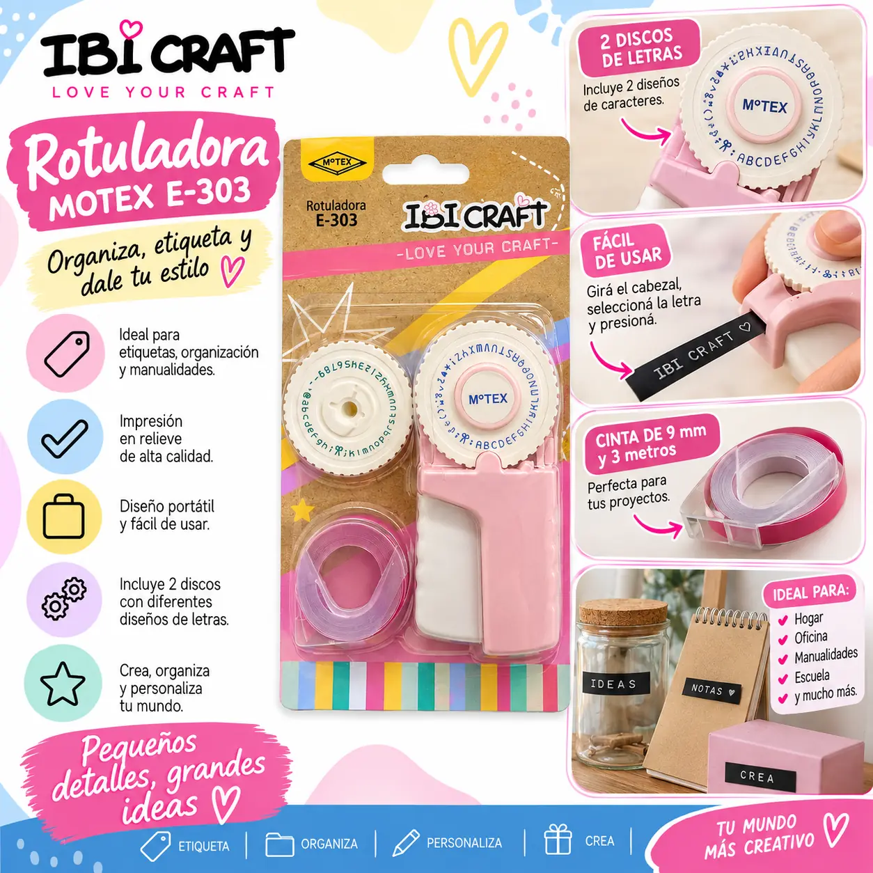 Rotuladora Ibi Craft Rosa Motex E-303 Kit de 2 Discos