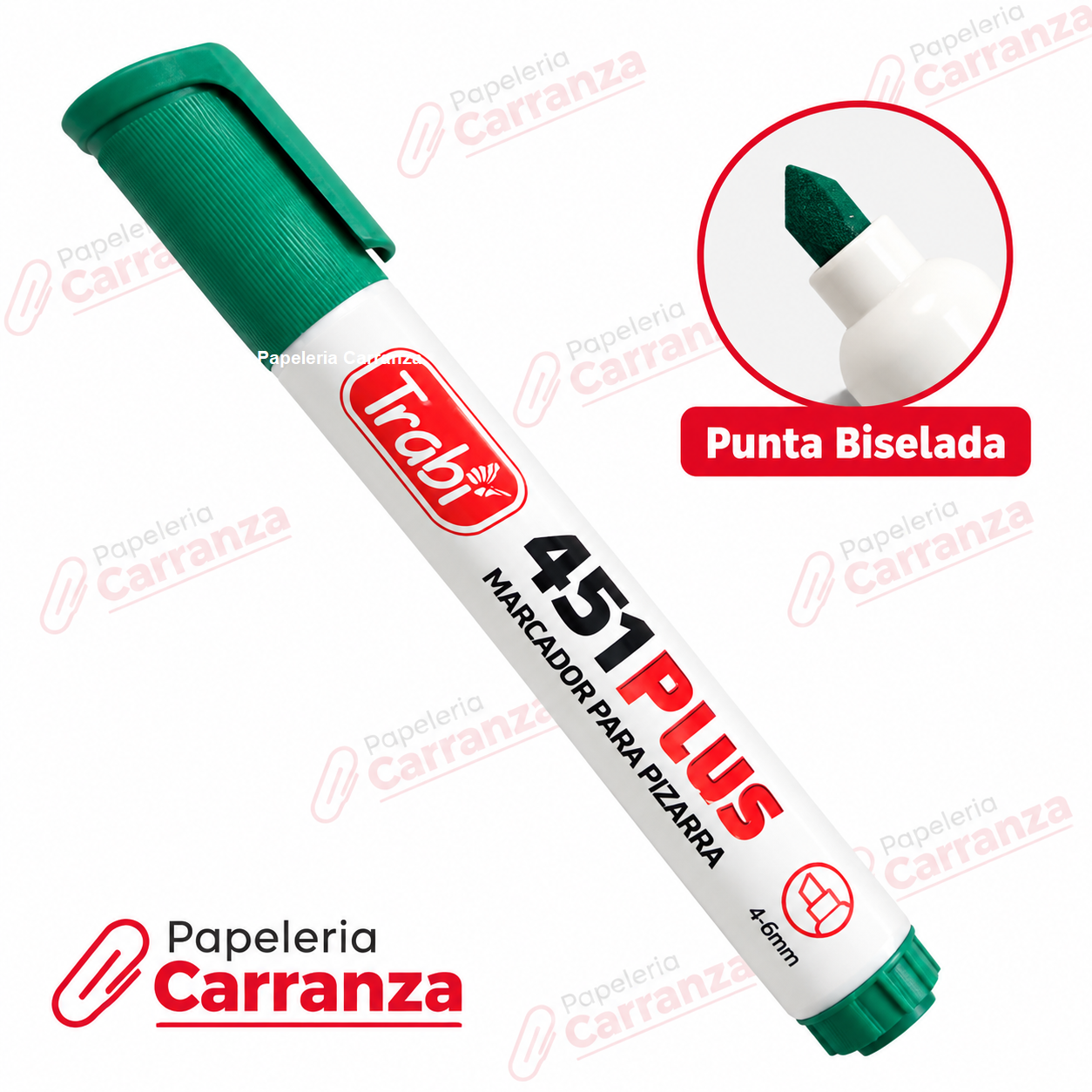 Marcador para Pizarra ** Verde Punta Biselada 451 **  RECARGABLE Trabi