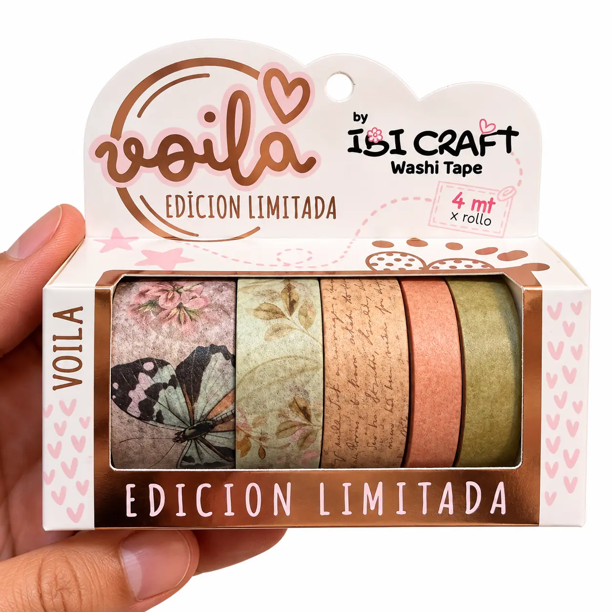 CINTA Ibi Craft " VOILA X 5 UNIDADES " 4 MTS WASHI TAPE DECORATIVA