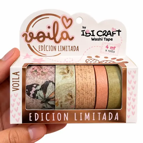 CINTA Ibi Craft " VOILA X 5 UNIDADES " 4 MTS WASHI TAPE DECORATIVA