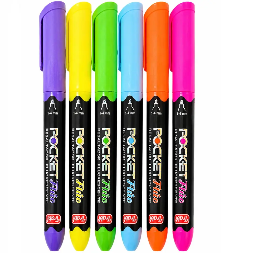 Resaltadores Trabi - Pocket Flúo x 6 - en Blister (Neón)