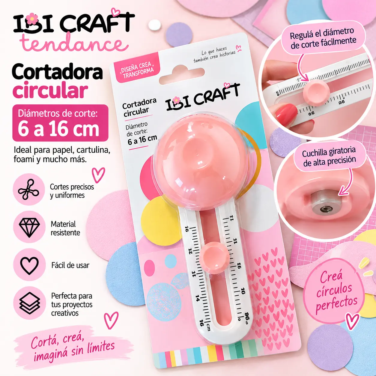 Cortante Circular para Manualidades 60-160mm (16 cm) IBI CRAFT + 2 Repuestos