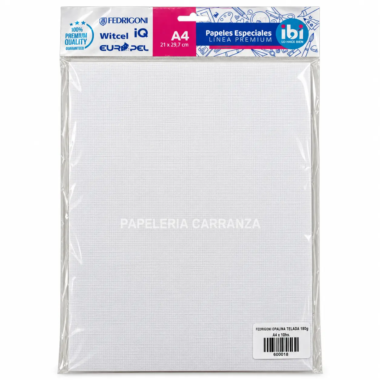 Resma de Papel Marfilina A4 180 Gr Telada (10 hojas) Opalina Blanco IBI