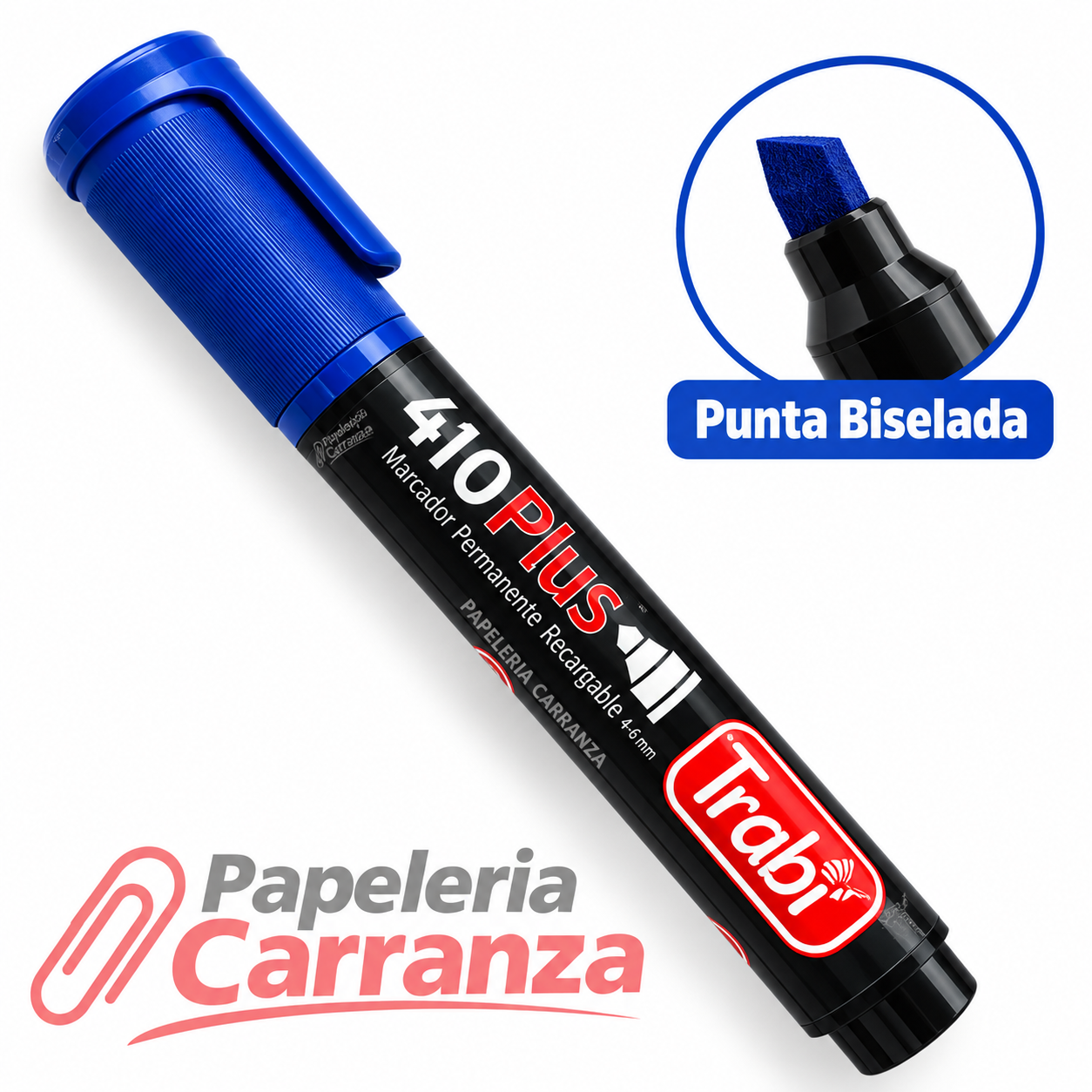 Marcadores Permanentes * Azul * TRABI Punta Biselada 410