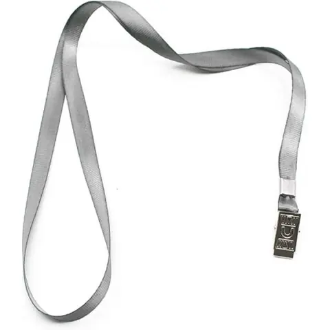 Cordón gris - Bolsa x 50 unidades - para Credencial con clip Bulldog metálico