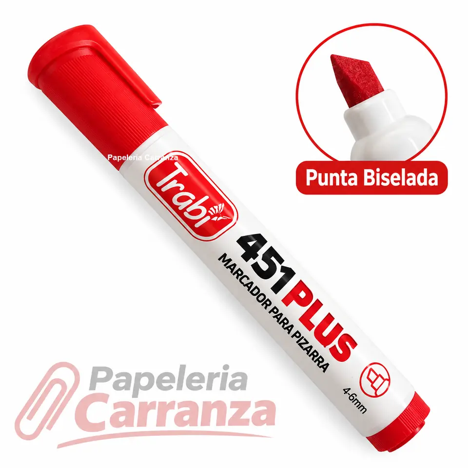 Marcador para Pizarra ** Rojo Punta Biselada 451 **  RECARGABLE Trabi
