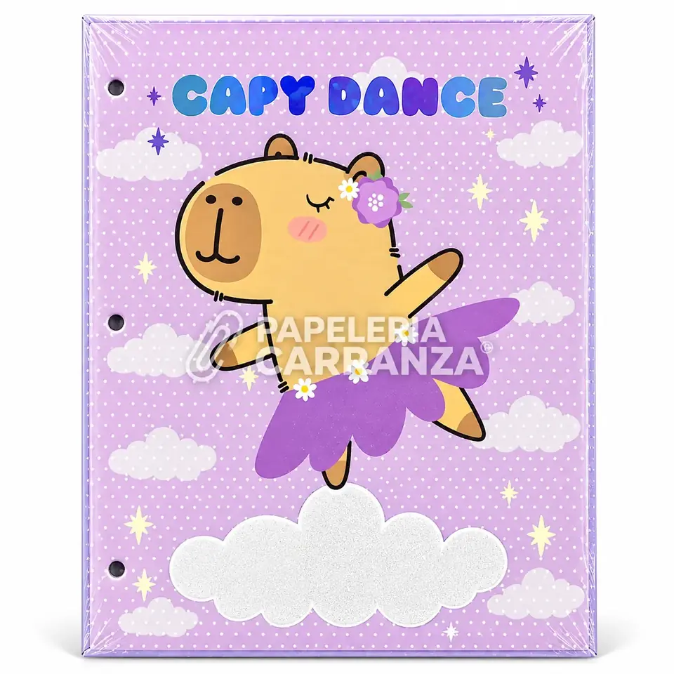 Tapa de Carpeta Escolar N3 " CAPY DANCE " LOBO (CAPYBARA)