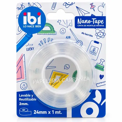 CINTA BIFAZ * LAVABLE 24MM X 1 MT TRANSPARENTE REFORZADO *  IBI CRAFT SIILICONA HEAVY DUTY DOBLE FAZ