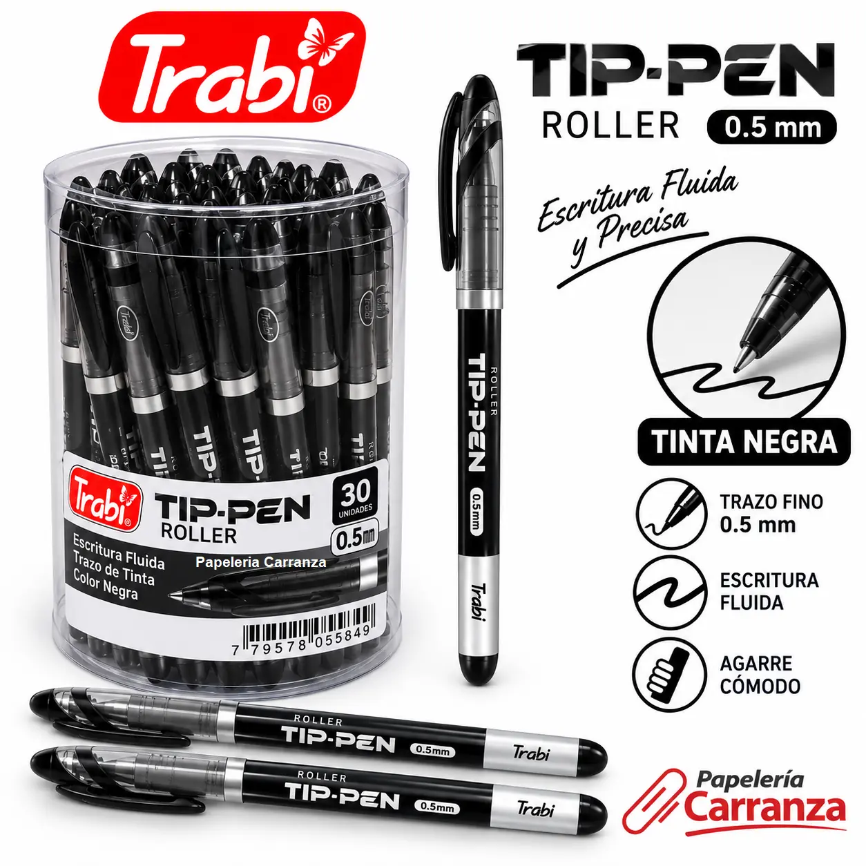 Lapiceras Roller "Trabi TIP PEN" Tinta NEGRA 0,5mm