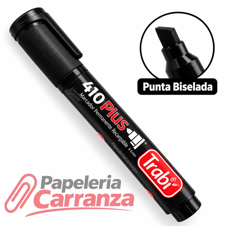 Marcadores Permanentes * Negro * TRABI Punta Biselada 410