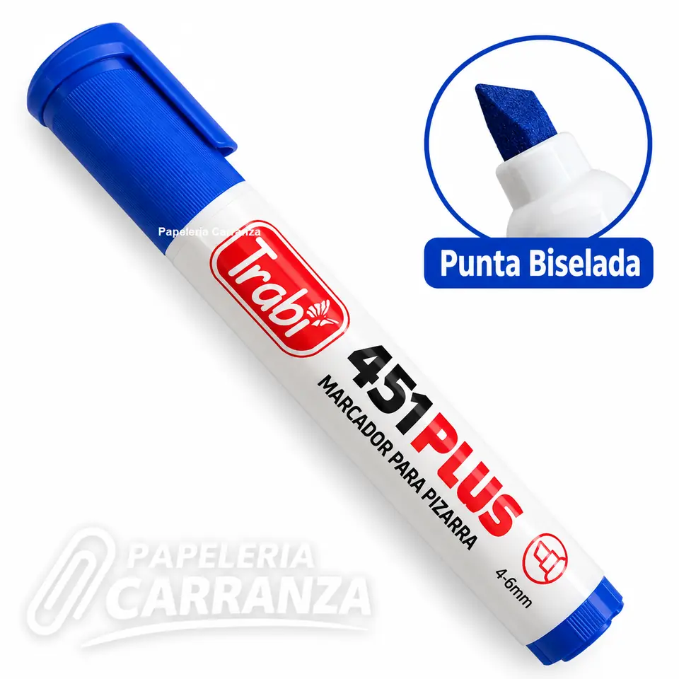 Marcador para Pizarra ** Azul Punta Biselada 451 **  RECARGABLE Trabi