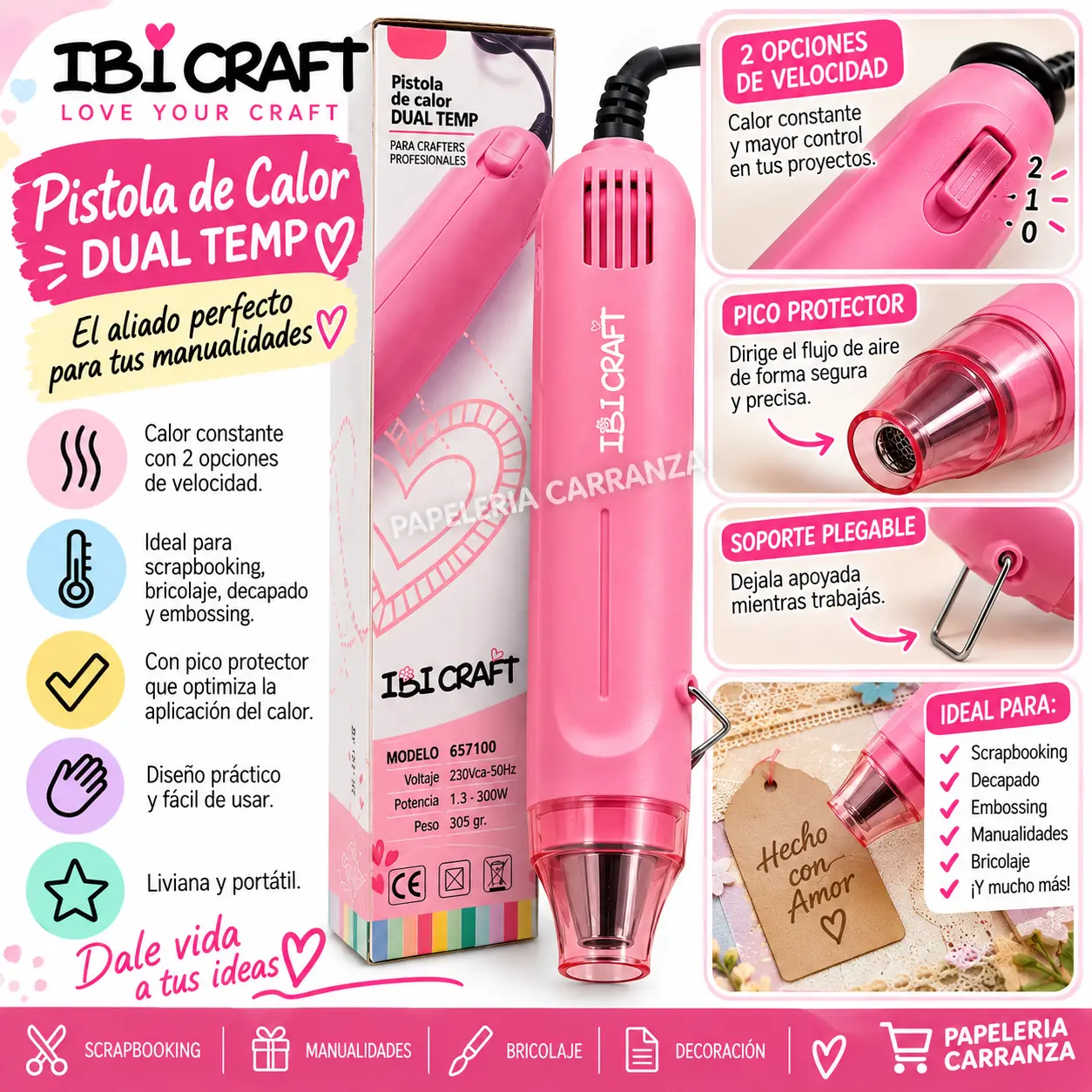 Pistolas Calor Ibi Craft Dual Temp Decapado Embossing Crafters Profesionales