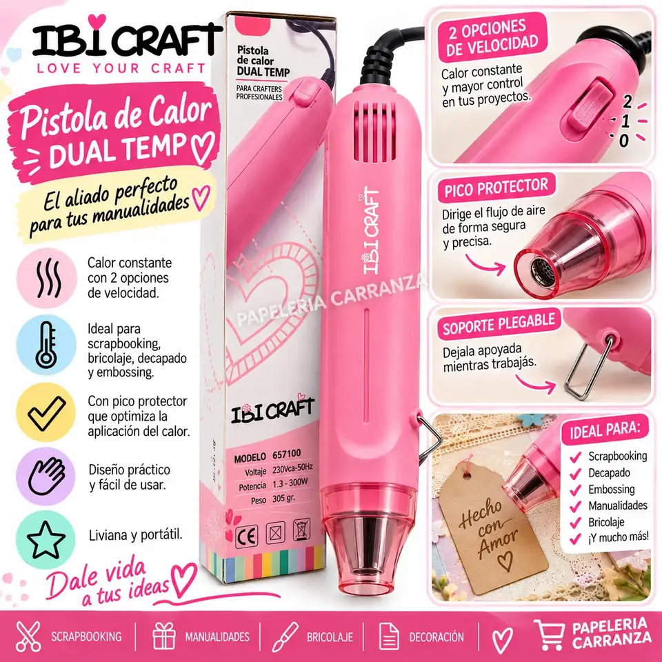 Pistolas Calor Ibi Craft Dual Temp Decapado Embossing Crafters Profesionales