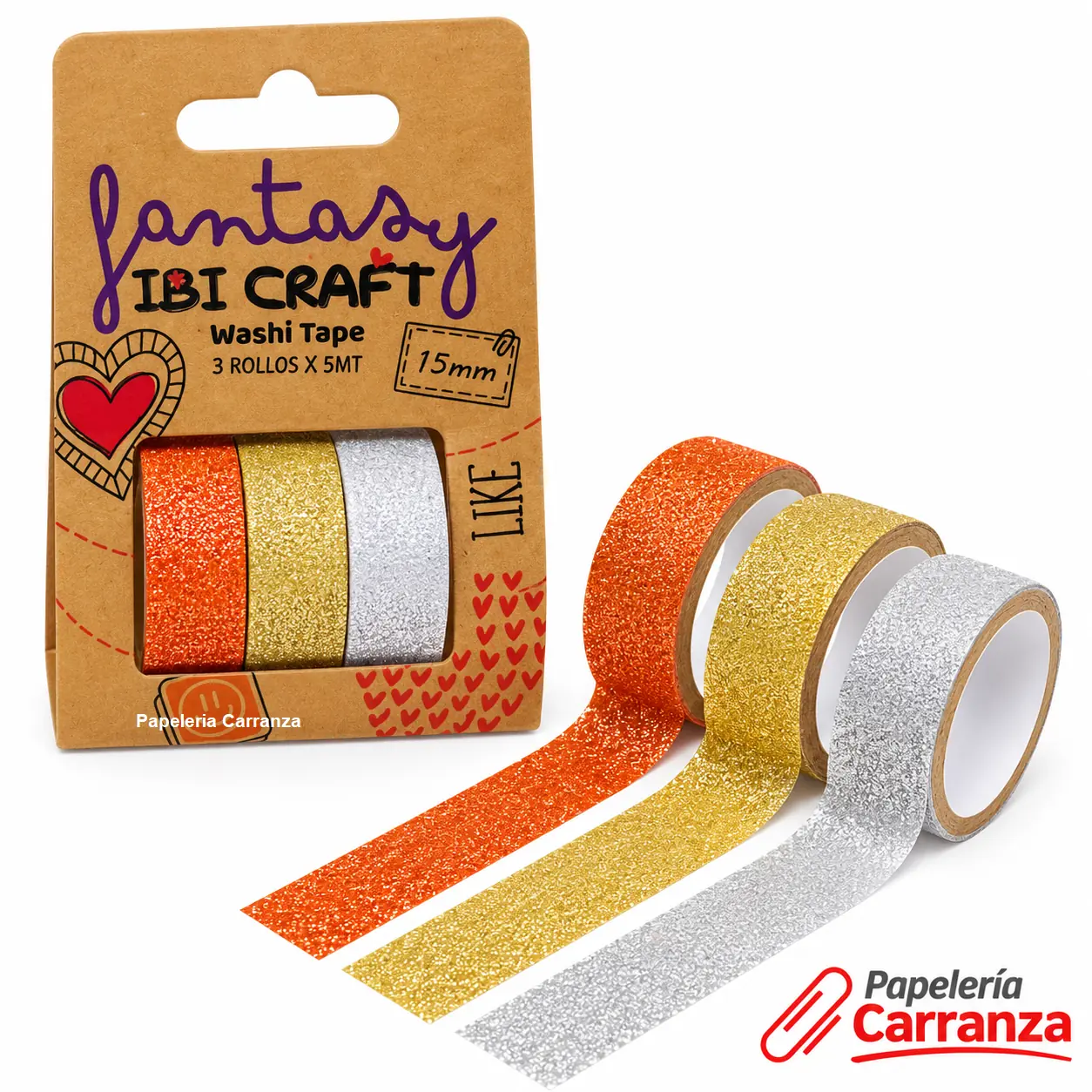 CINTA Ibi Craft " GLITTER X 3 UNIDADES " 5 MTS WASHI TAPE DECORATIVA