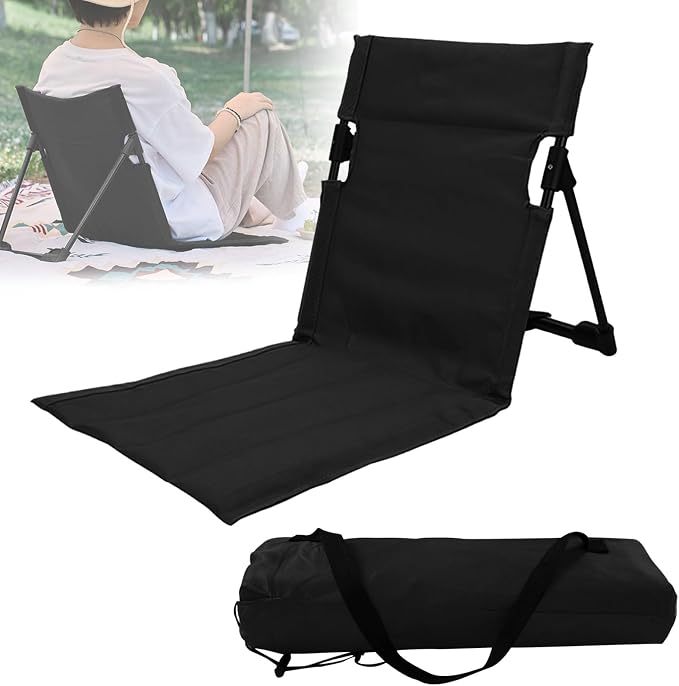 REPOSERA PLEGABLE - NEGRA - COMPACTA SIN PATAS // Apoyá la espalda cuando vas al parque / Rio / Playa SIN ENSUCIARTE //