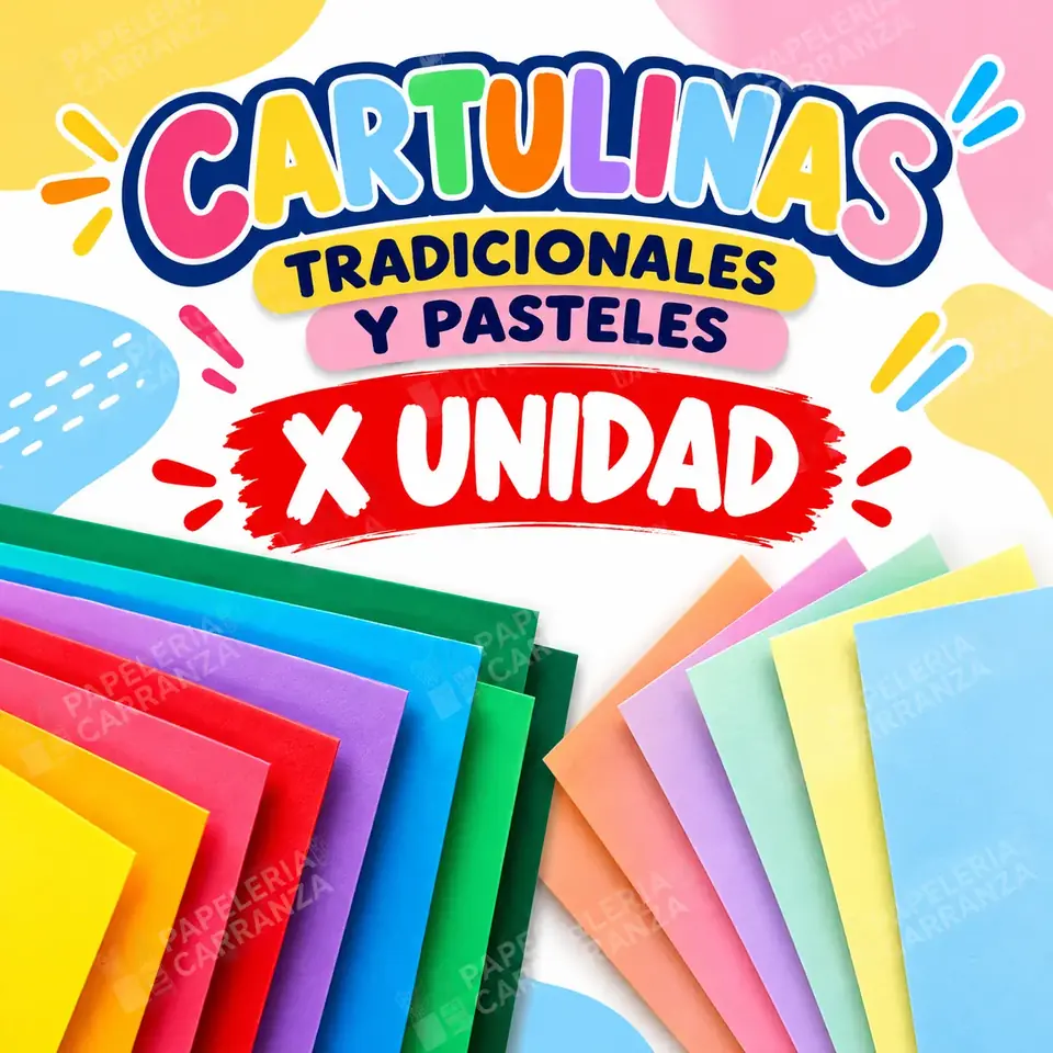 CARTULINA LISA x unidad (Suelta) Blanca o Color