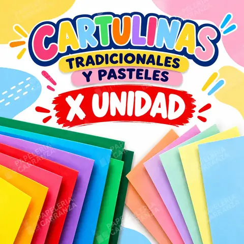 CARTULINA LISA x unidad (Suelta) Blanca o Color