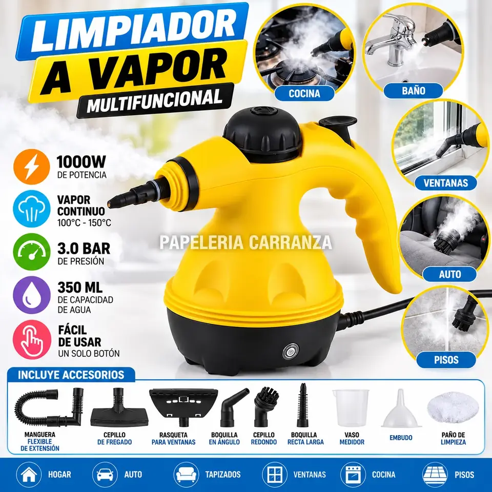 Maquina Limpiadora A Vapor Vaporizador Multiuso 1000w