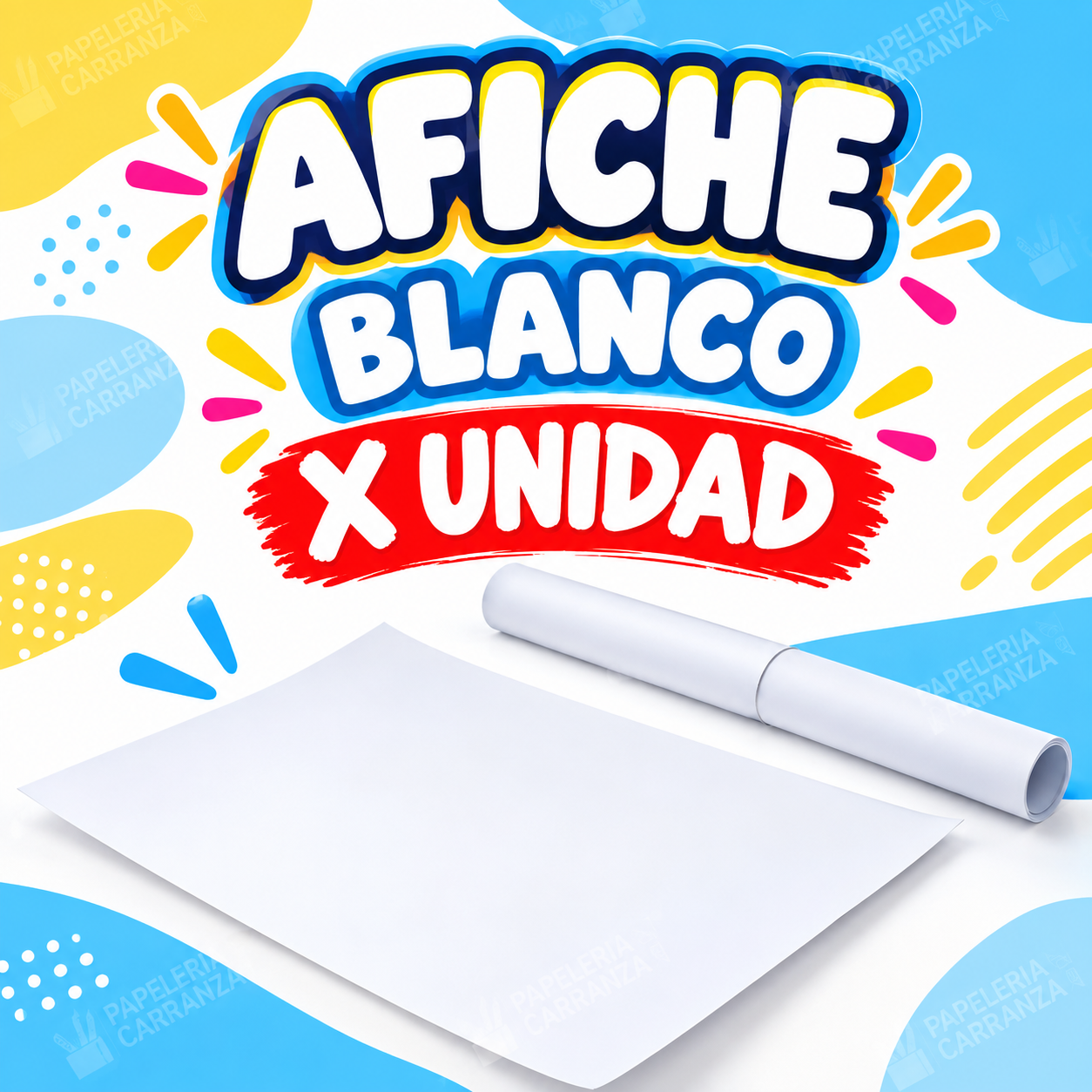 PAPEL AFICHE * BLANCO * X UNIDAD