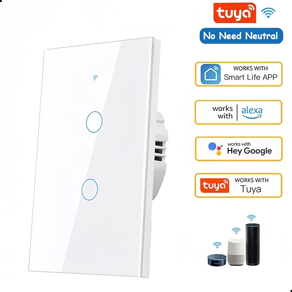 Interruptor Inteligente - 2 Canales - Onica Tecla para pared ALEXA GOOGLE