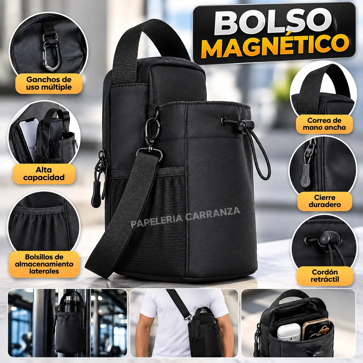 Bolso Magnetico - Negro - Gimnasio - Deportivo