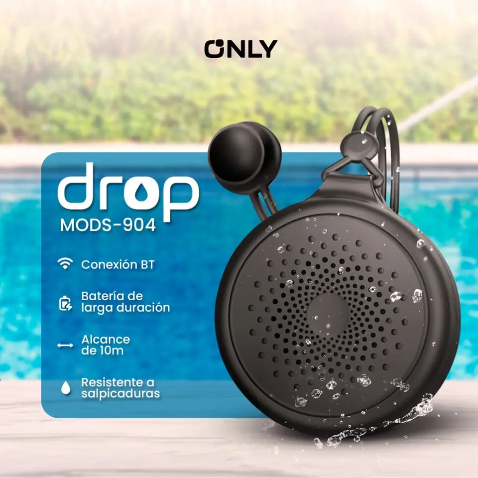 Parlantes Only - DROP Para Ducha con Sopapa - Recargables Bluetooth Portatil