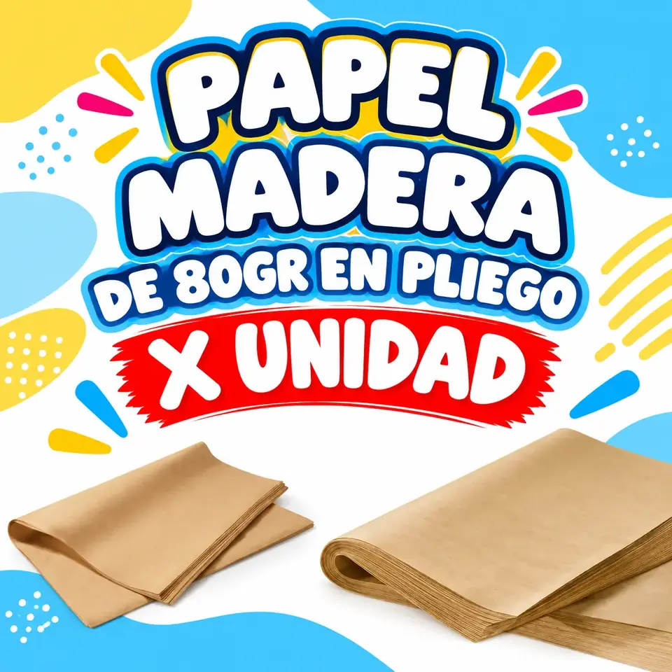 PAPEL MADERA 80 Gr Pliego x unidad (85 x 1,20)