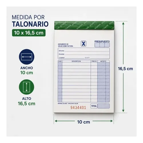 Talonario "X" de Presupuesto CHICO - Alianza -