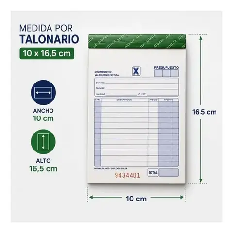 Talonario "X" de Presupuesto CHICO - Alianza -