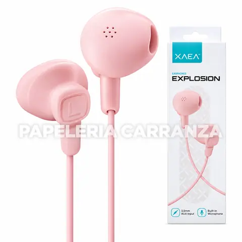 Auriculares XAEA ** Explosión Rosa ** c/ Cable Auxiliar 3.5mm