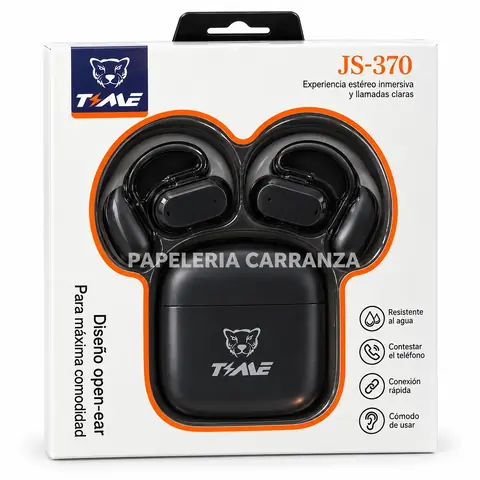 Auriculares Deportivos "TIME JS - 370 NEGRO " Inalámbricos Bluetooth Premium