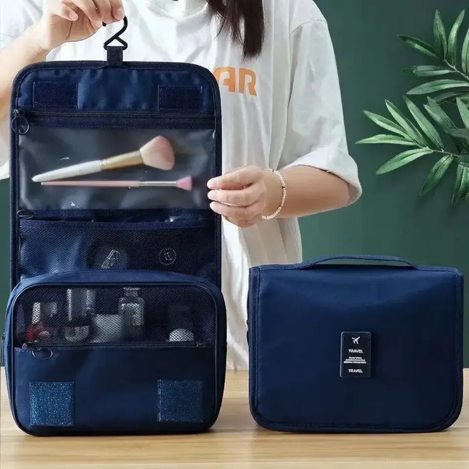 NECESER DE VIAJE  " TRAVEL c/ Gancho "  IMPERMEABLE (REFORZADO) porta cosmeticos c/ divisiones