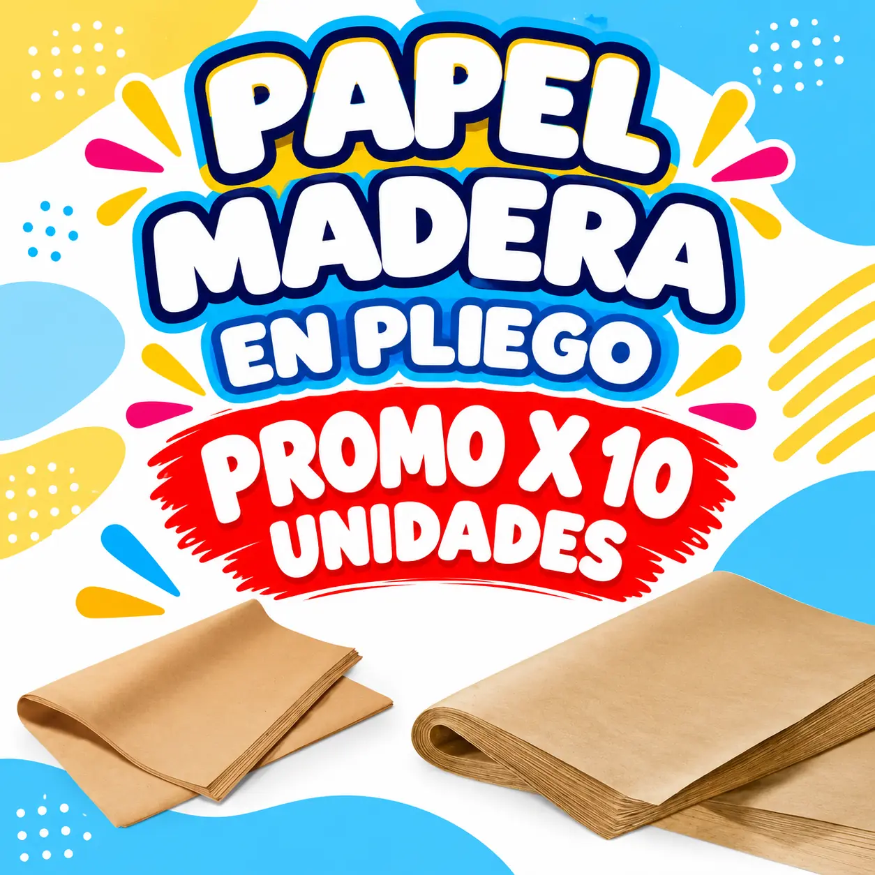 .||OFERTA EFECTIVO / TRANSFERENCIA|| PROMO PAPEL MADERA x 10 unidades (PLIEGO GRANDE) 80gr (85 x 1,20)