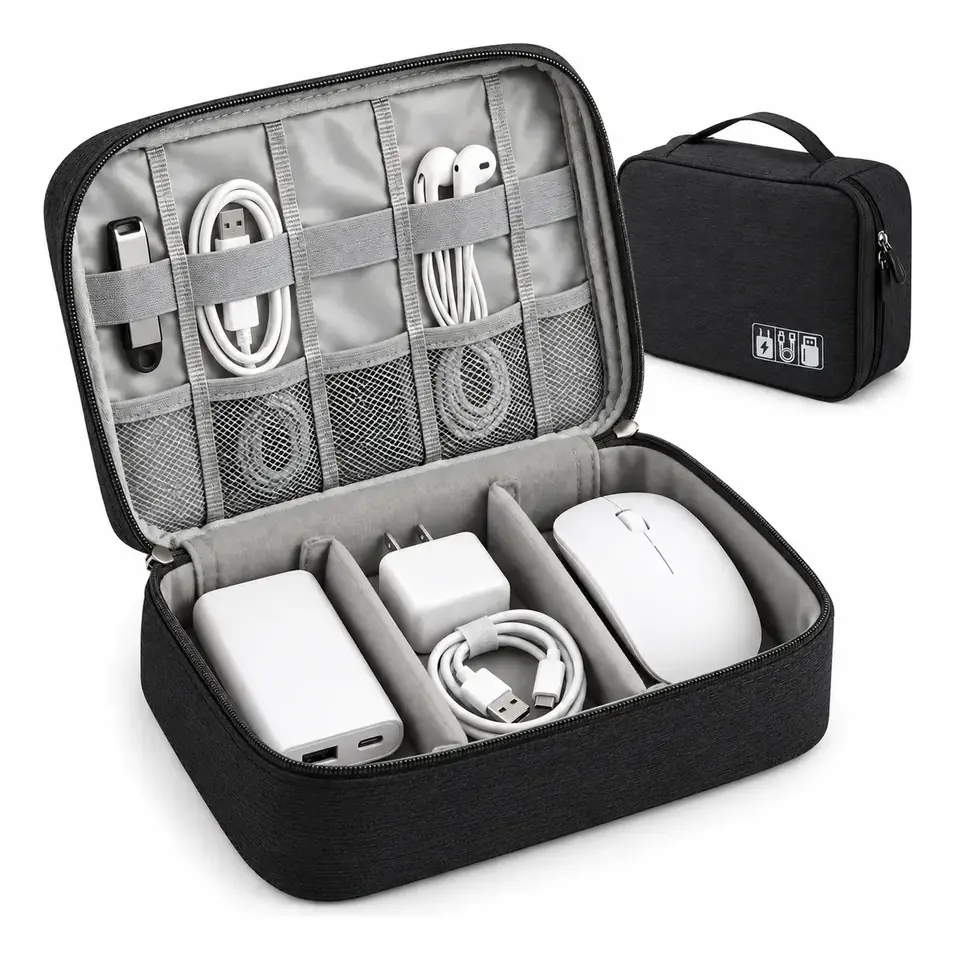 Bolso Organizador Viajero para Accesorios y Cables NEGRO